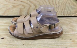Finn Comfort Sandals 40 Brown Leather Sylt Three Strap Wedge Buckle Shoes